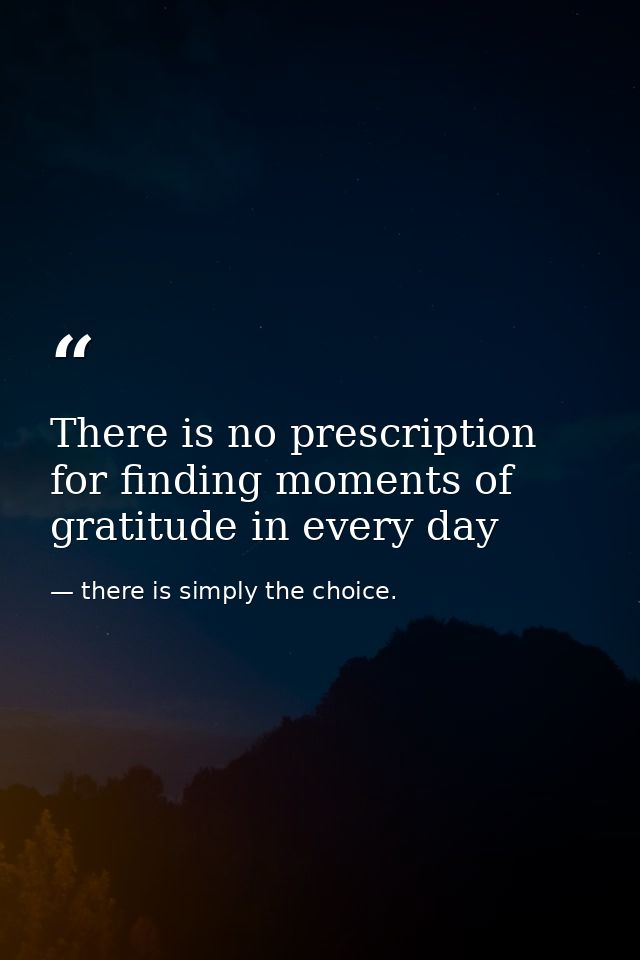 There is no prescription for finding moments of gratitude in every day — there is simply the choice.