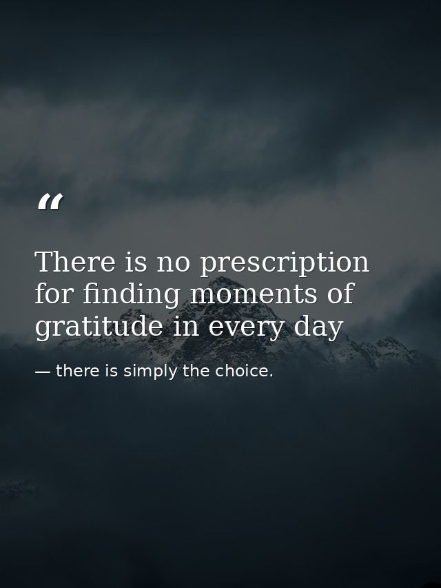 There is no prescription for finding moments of gratitude in every day — there is simply the choice.