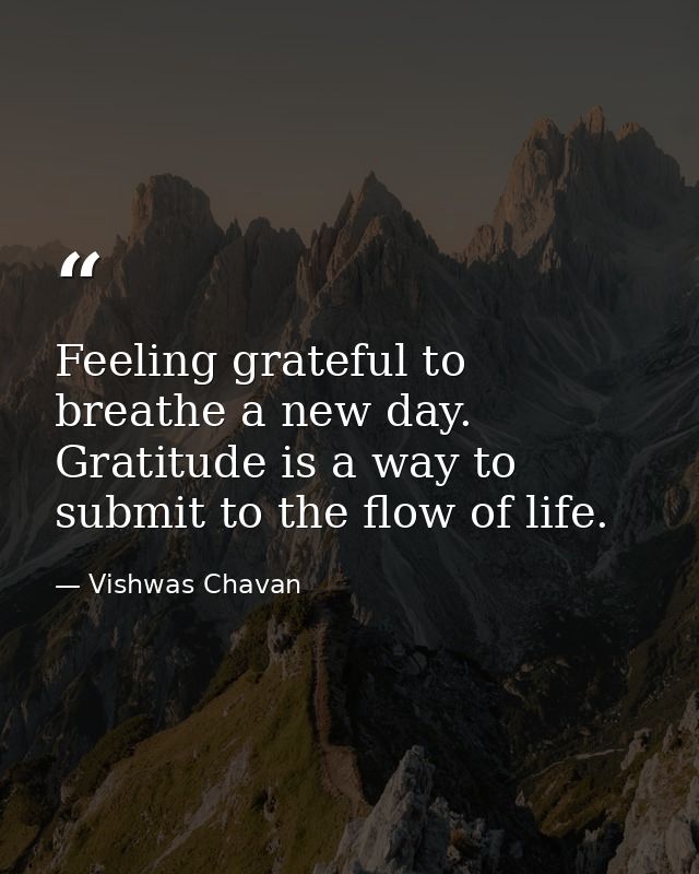 Feeling grateful to breathe a new day. Gratitude is a way to submit to the flow of life. — Vishwas Chavan