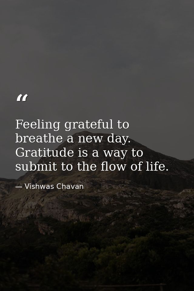 Feeling grateful to breathe a new day. Gratitude is a way to submit to the flow of life. — Vishwas Chavan