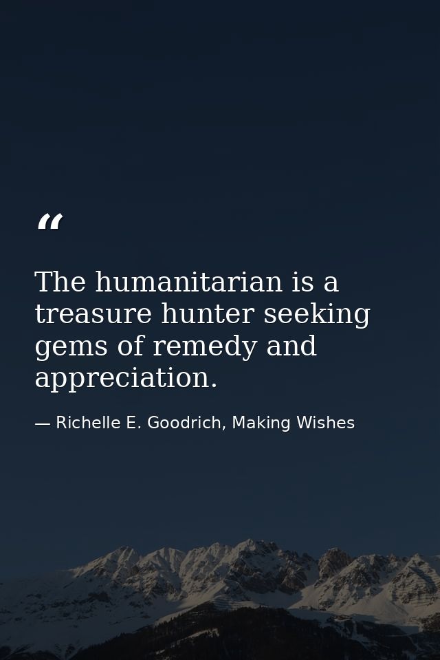 The humanitarian is a treasure hunter seeking gems of remedy and appreciation. — Richelle E. Goodrich, Making Wishes