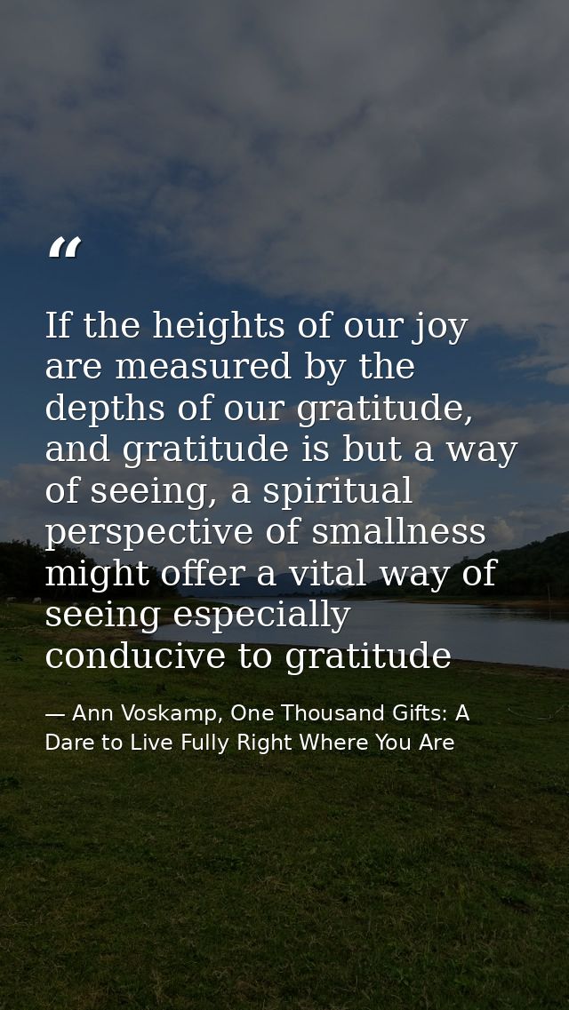 If the heights of our joy are measured by the depths of our gratitude, and gratitude is but a way of seeing, a spiritual — Ann Voskamp, One Thousand Gifts: A Dare to Live Fully Right Where You Are