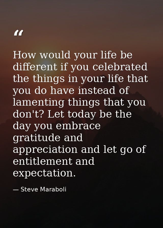 How would your life be different if you celebrated the things in your life that you do have instead of lamenting things  — Steve Maraboli