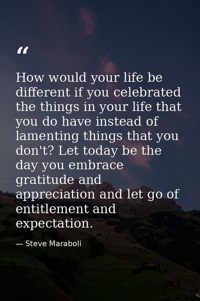 How would your life be different if you celebrated the things in your life that you do have instead of lamenting things  — Steve Maraboli