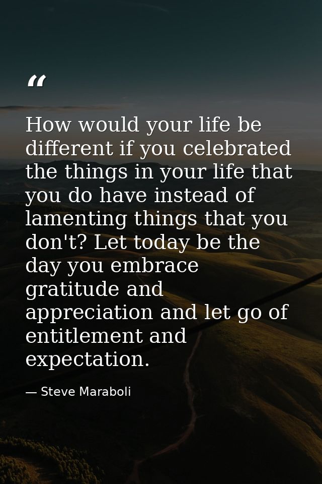 How would your life be different if you celebrated the things in your life that you do have instead of lamenting things  — Steve Maraboli