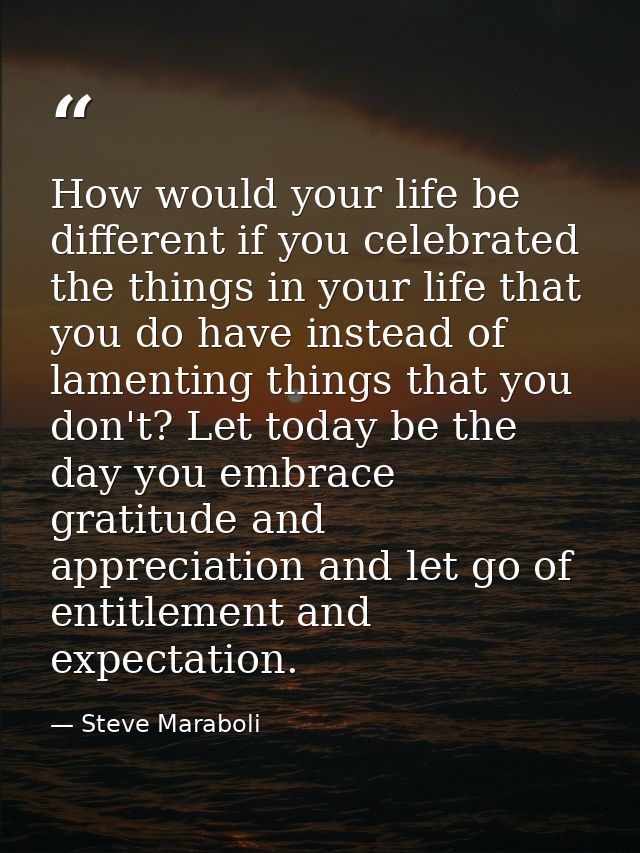 How would your life be different if you celebrated the things in your life that you do have instead of lamenting things  — Steve Maraboli