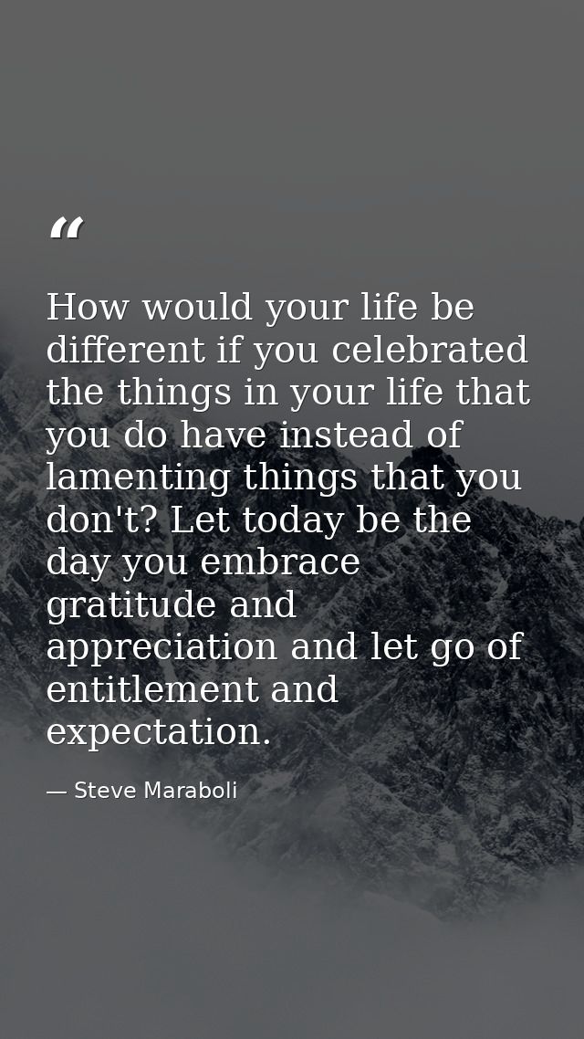 How would your life be different if you celebrated the things in your life that you do have instead of lamenting things  — Steve Maraboli
