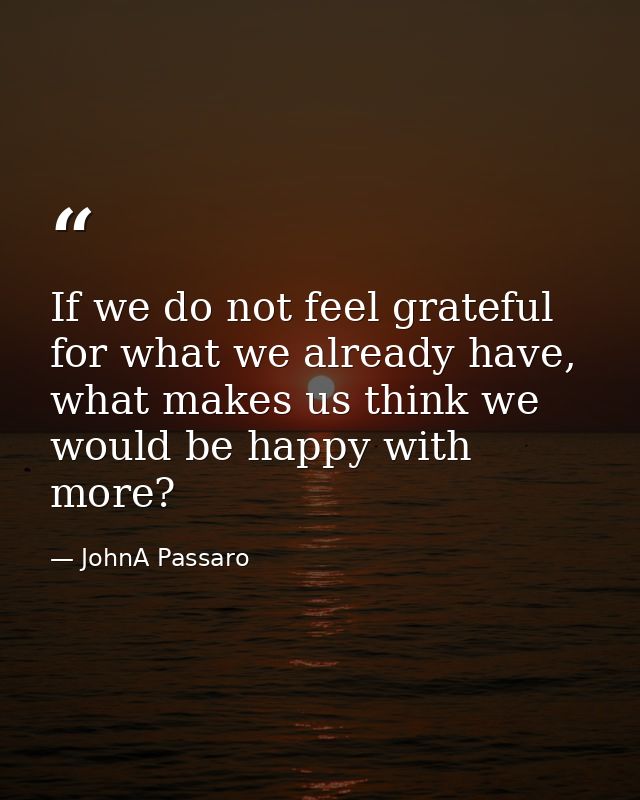 If we do not feel grateful for what we already have, what makes us think we would be happy with more? — JohnA Passaro