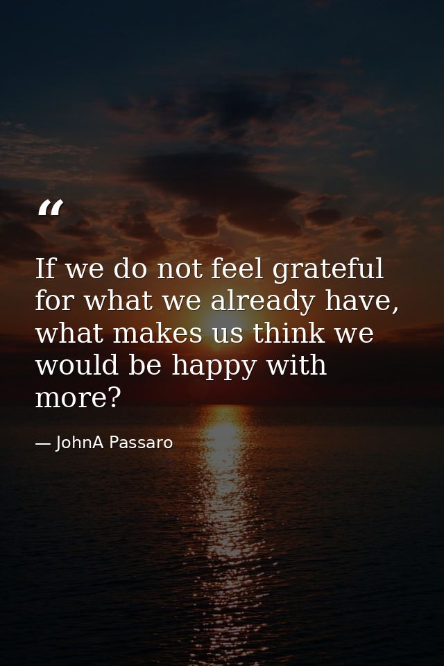 If we do not feel grateful for what we already have, what makes us think we would be happy with more? — JohnA Passaro