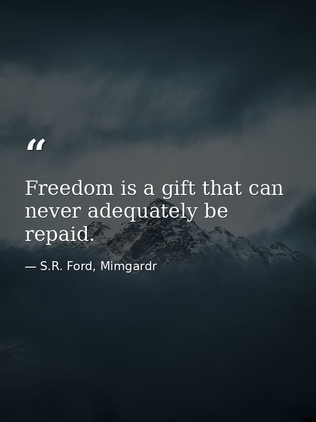 Freedom is a gift that can never adequately be repaid. — S.R. Ford, Mimgardr