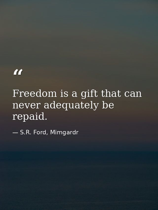 Freedom is a gift that can never adequately be repaid. — S.R. Ford, Mimgardr