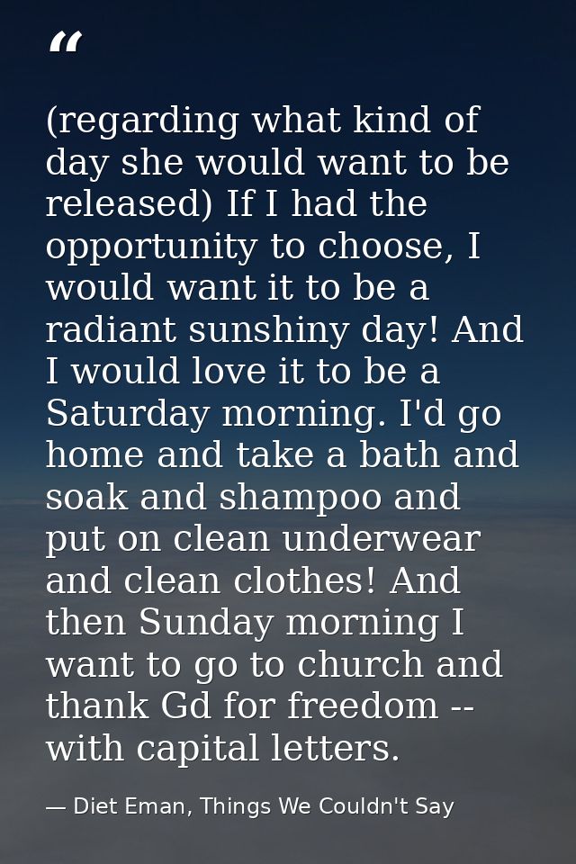 (regarding what kind of day she would want to be released) If I had the opportunity to choose, I would want it to be a r — Diet Eman, Things We Couldn't Say