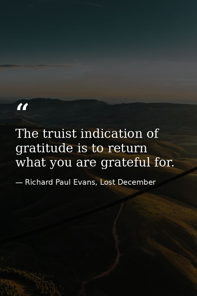 The truist indication of gratitude is to return what you are grateful for. — Richard Paul Evans, Lost December