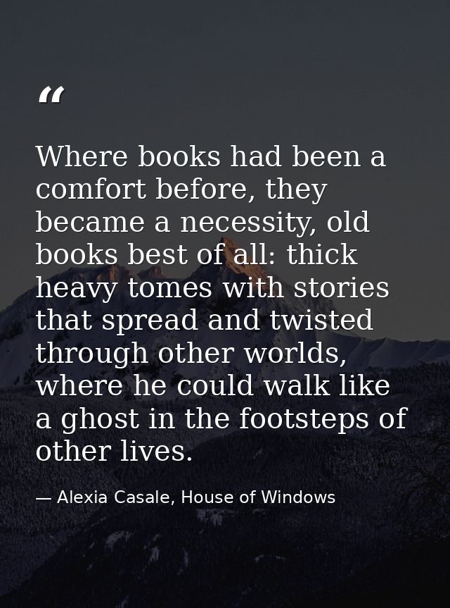 Where books had been a comfort before, they became a necessity, old books best of all: thick heavy tomes with stories th — Alexia Casale, House of Windows