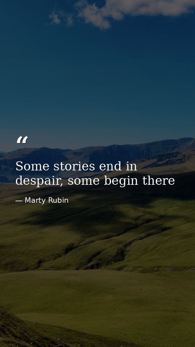 Some stories end in despair, some begin there — Marty Rubin