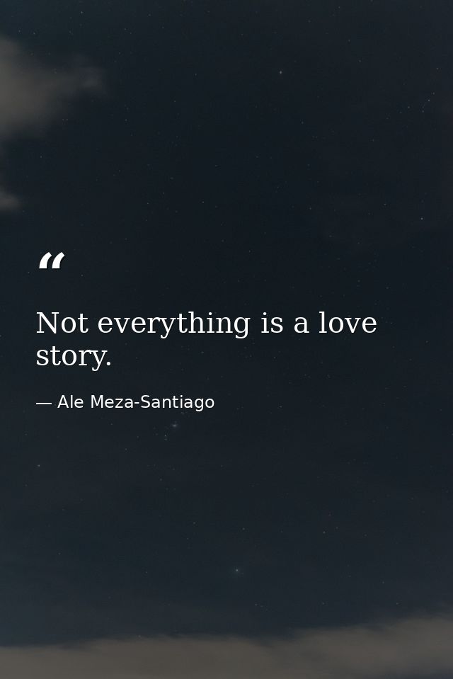 Not everything is a love story. — Ale Meza-Santiago