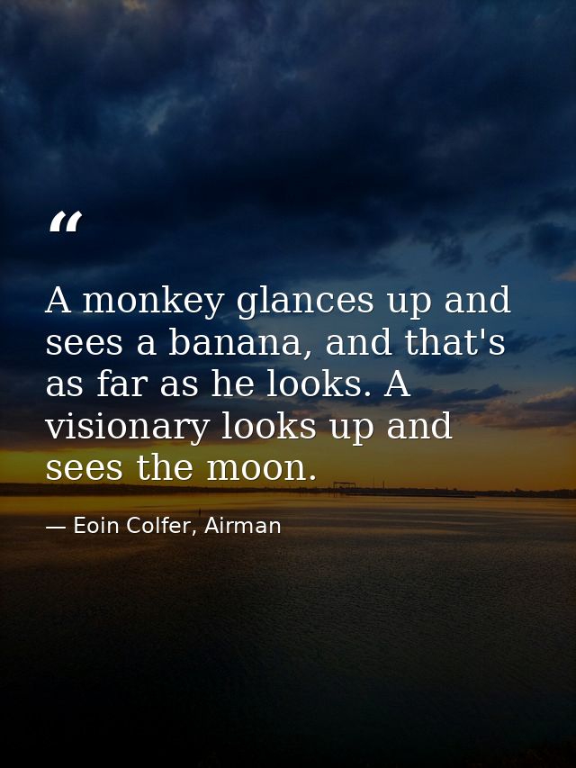 A monkey glances up and sees a banana, and that's as far as he looks. A visionary looks up and sees the moon. — Eoin Colfer, Airman