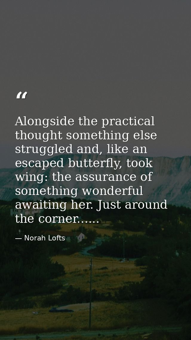 Alongside the practical thought something else struggled and, like an escaped butterfly, took wing: the assurance of som — Norah Lofts