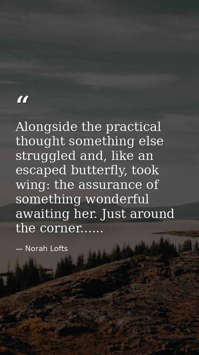 Alongside the practical thought something else struggled and, like an escaped butterfly, took wing: the assurance of som — Norah Lofts