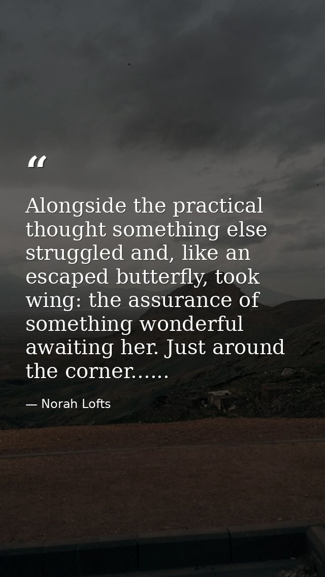 Alongside the practical thought something else struggled and, like an escaped butterfly, took wing: the assurance of som — Norah Lofts