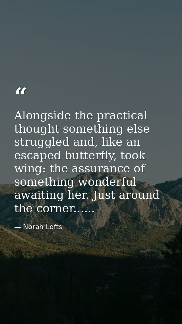 Alongside the practical thought something else struggled and, like an escaped butterfly, took wing: the assurance of som — Norah Lofts