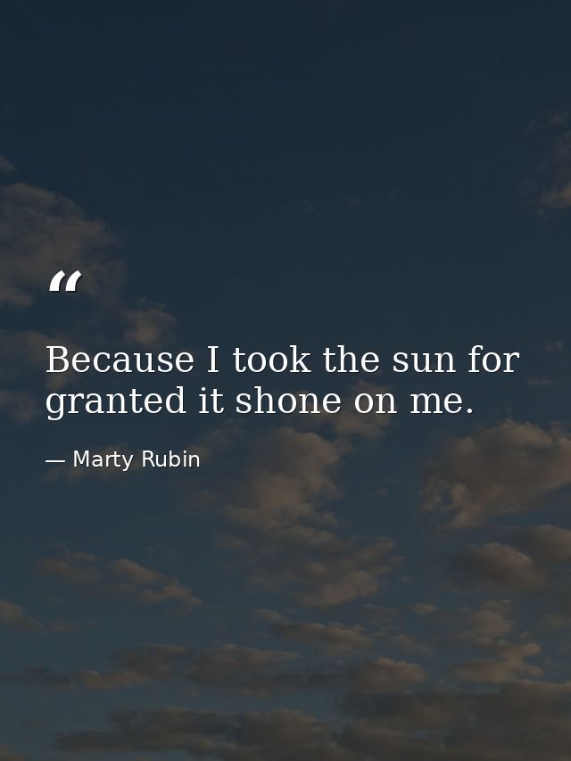 Because I took the sun for granted it shone on me. — Marty Rubin