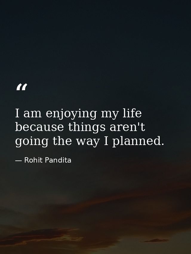 I am enjoying my life because things aren't going the way I planned. — Rohit Pandita