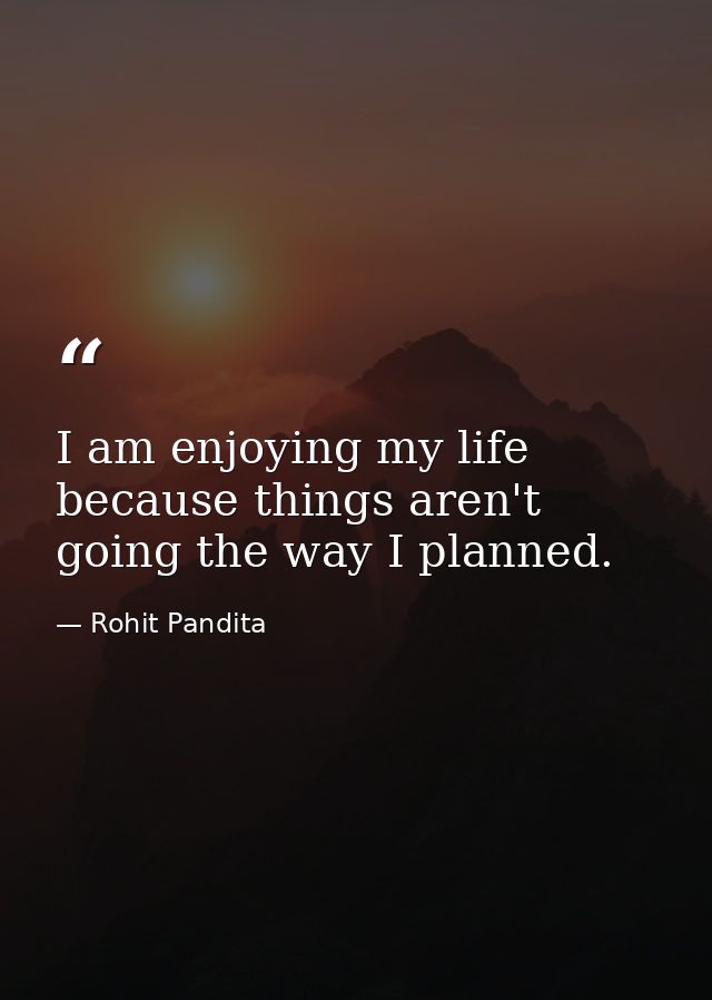 I am enjoying my life because things aren't going the way I planned. — Rohit Pandita