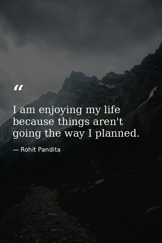 I am enjoying my life because things aren't going the way I planned. — Rohit Pandita