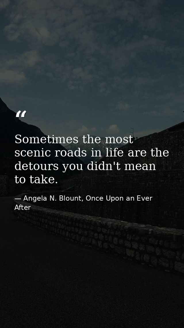 Sometimes the most scenic roads in life are the detours you didn't mean to take. — Angela N. Blount, Once Upon an Ever After