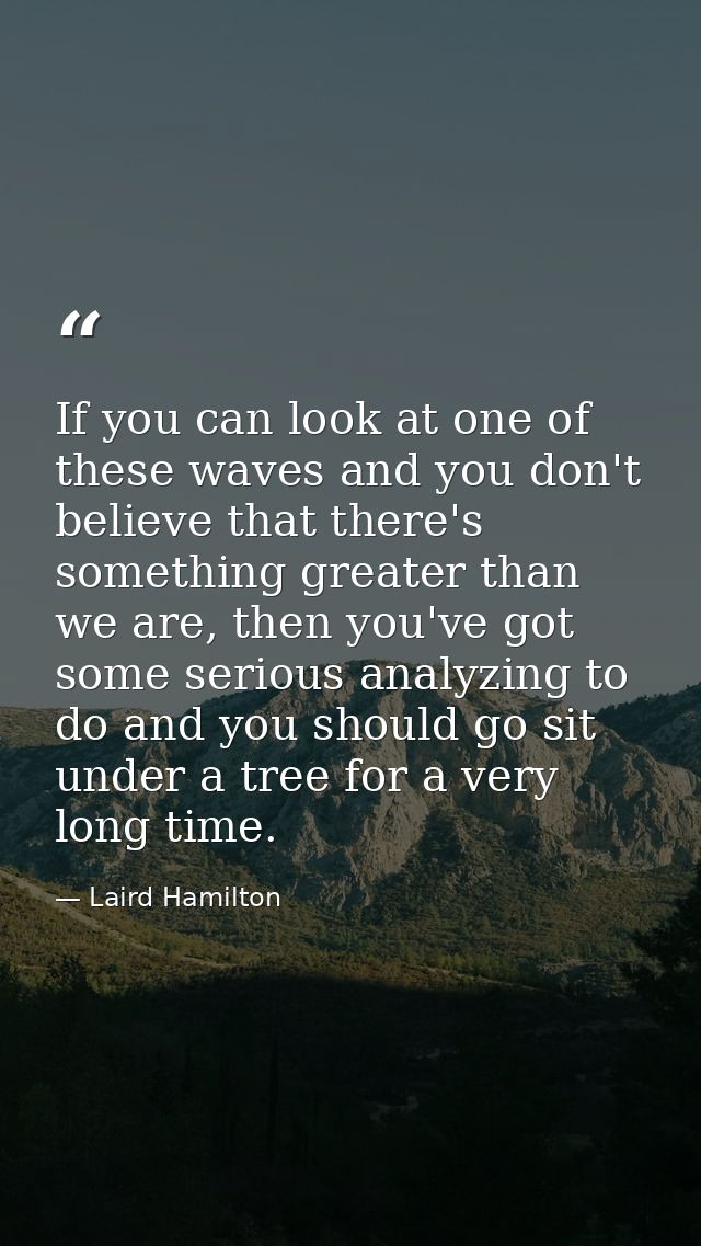 If you can look at one of these waves and you don't believe that there's something greater than we are, then you've got  — Laird Hamilton