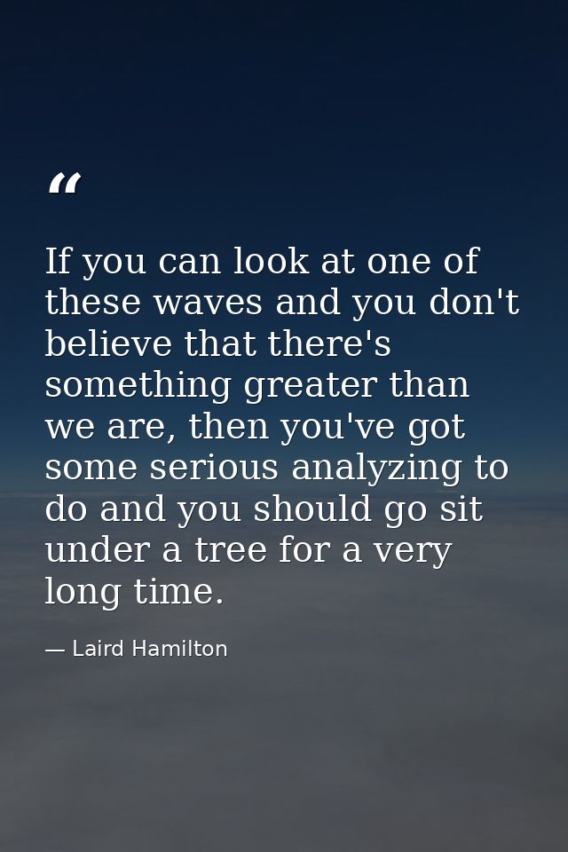 If you can look at one of these waves and you don't believe that there's something greater than we are, then you've got  — Laird Hamilton
