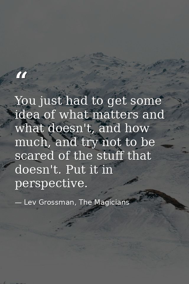 You just had to get some idea of what matters and what doesn't, and how much, and try not to be scared of the stuff that — Lev Grossman, The Magicians