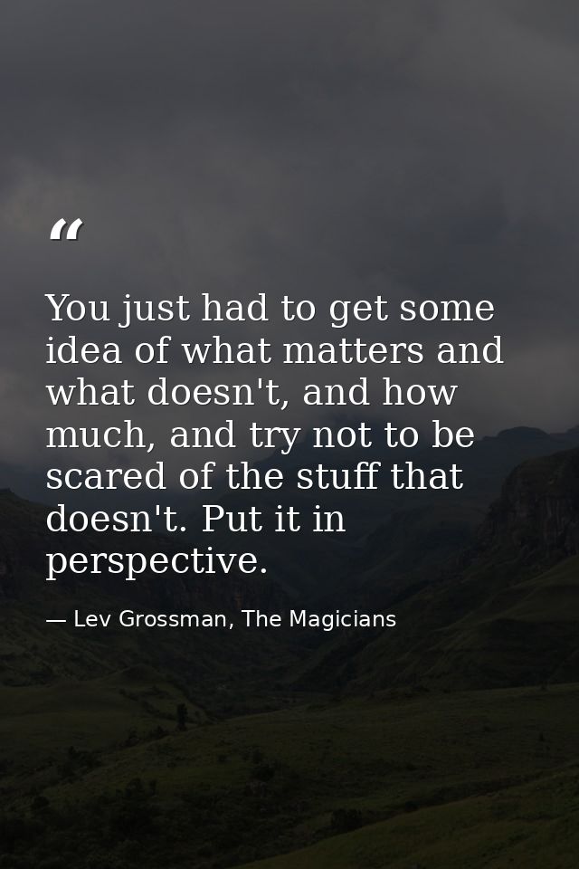 You just had to get some idea of what matters and what doesn't, and how much, and try not to be scared of the stuff that — Lev Grossman, The Magicians