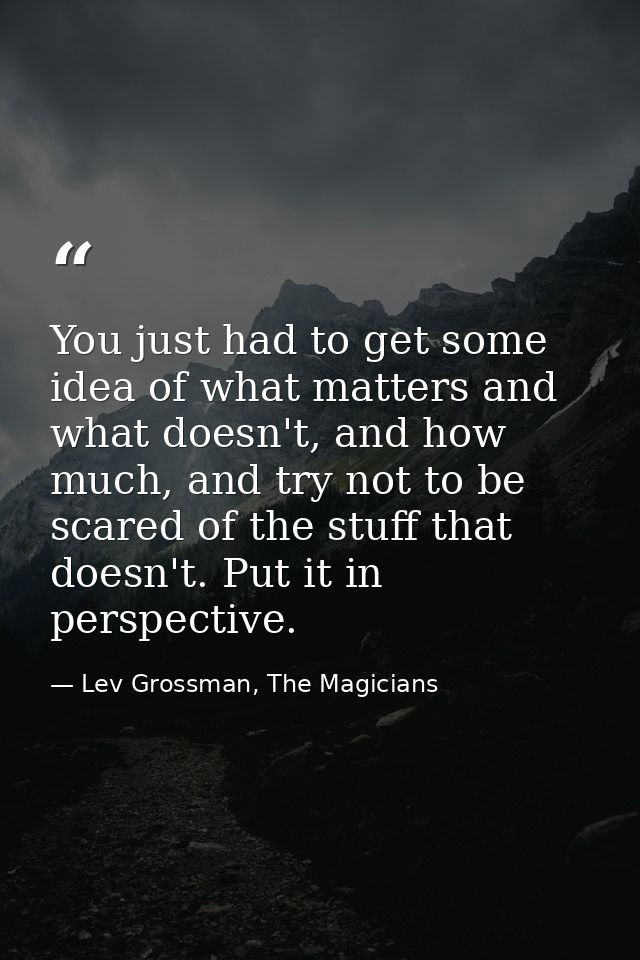 You just had to get some idea of what matters and what doesn't, and how much, and try not to be scared of the stuff that — Lev Grossman, The Magicians