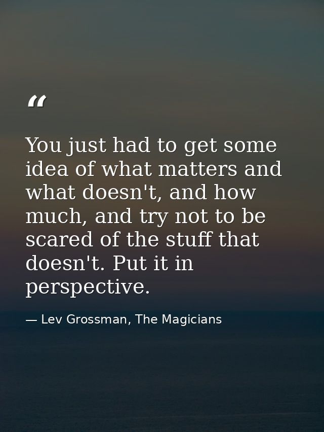 You just had to get some idea of what matters and what doesn't, and how much, and try not to be scared of the stuff that — Lev Grossman, The Magicians