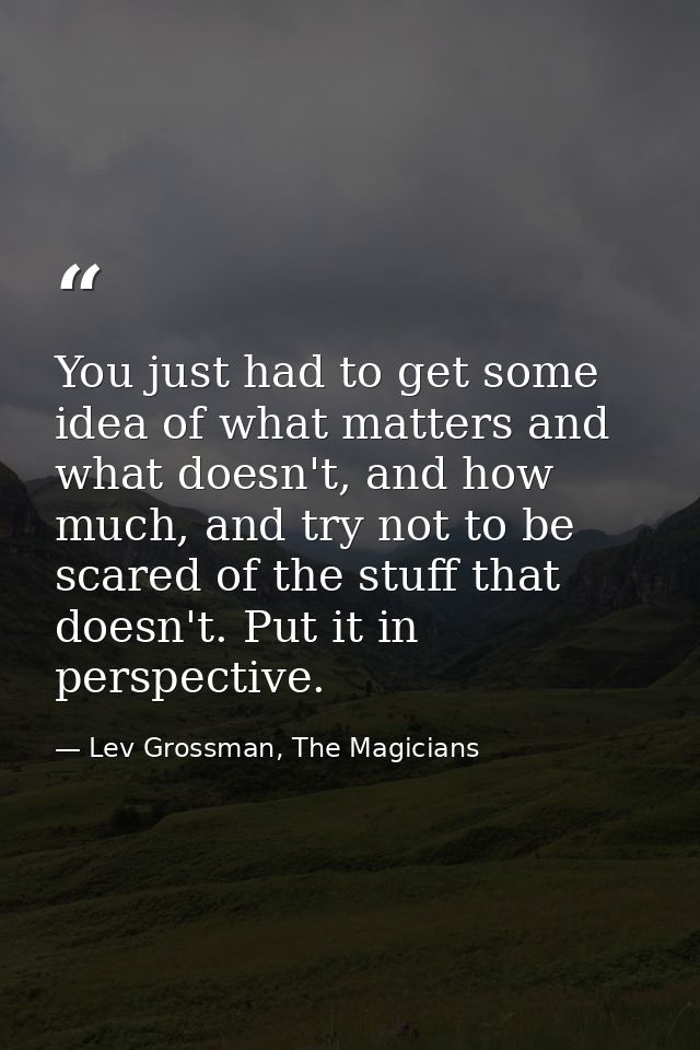 You just had to get some idea of what matters and what doesn't, and how much, and try not to be scared of the stuff that — Lev Grossman, The Magicians