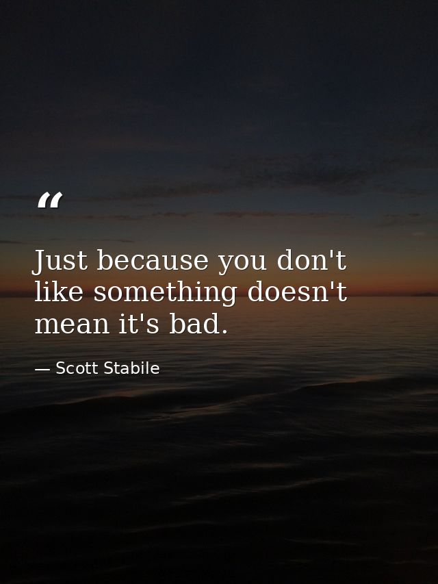 Just because you don't like something doesn't mean it's bad. — Scott Stabile
