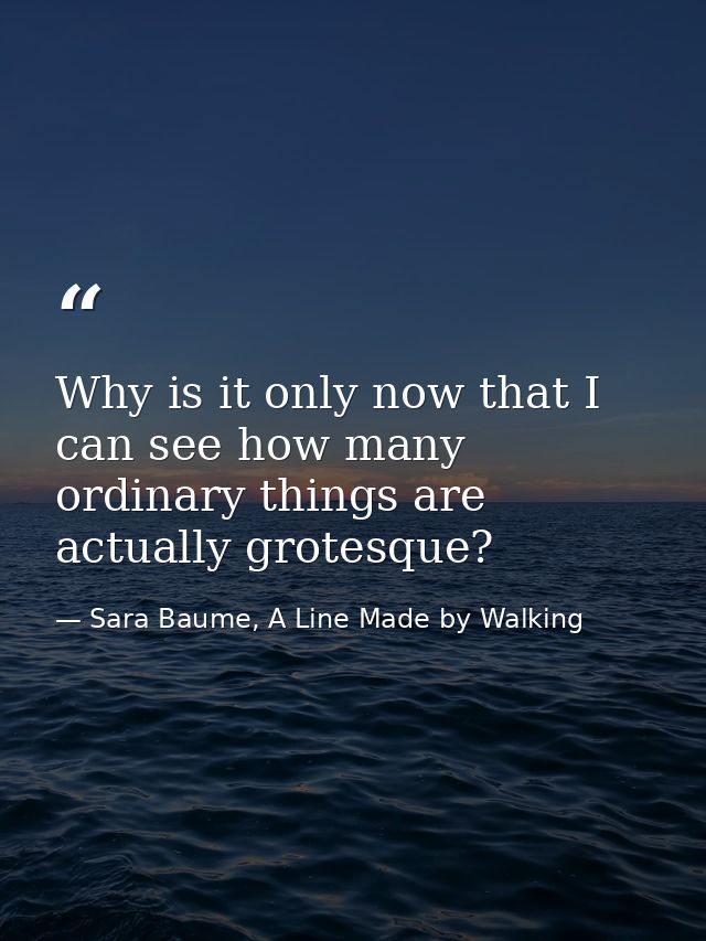 Why is it only now that I can see how many ordinary things are actually grotesque? — Sara Baume, A Line Made by Walking
