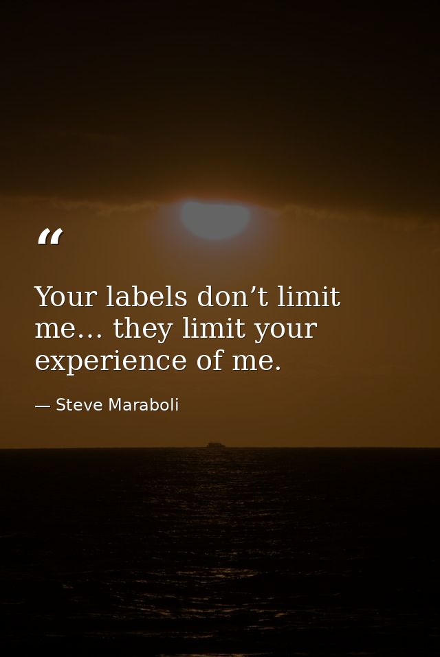 Your labels don’t limit me… they limit your experience of me. — Steve Maraboli