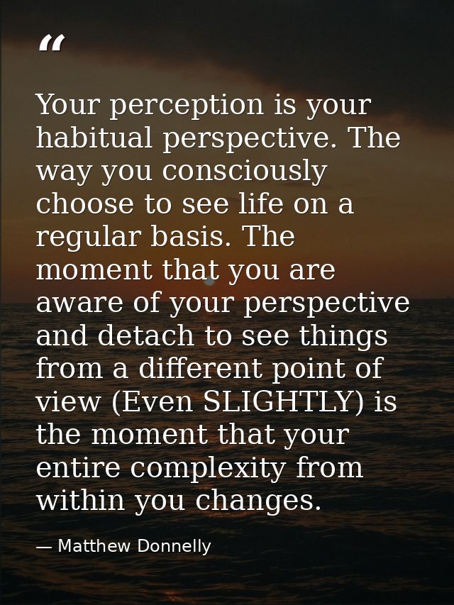 Your perception is your habitual perspective. The way you consciously choose to see life on a regular basis. The moment  — Matthew Donnelly