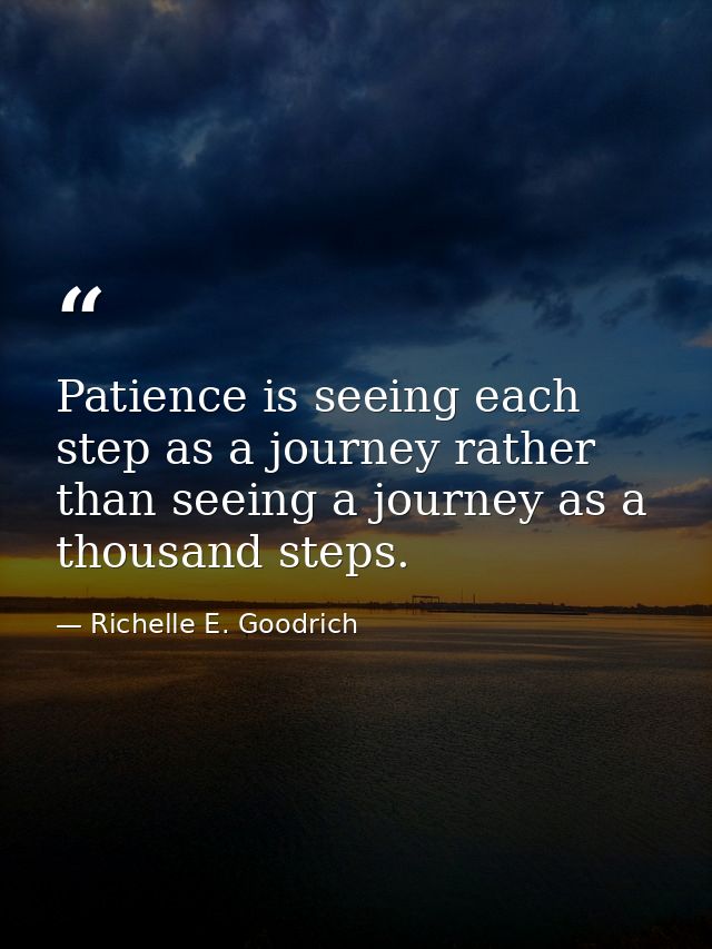Patience is seeing each step as a journey rather than seeing a journey as a thousand steps. — Richelle E. Goodrich