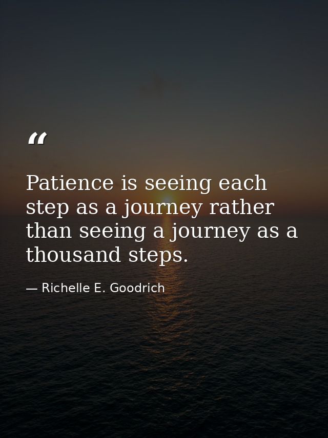 Patience is seeing each step as a journey rather than seeing a journey as a thousand steps. — Richelle E. Goodrich