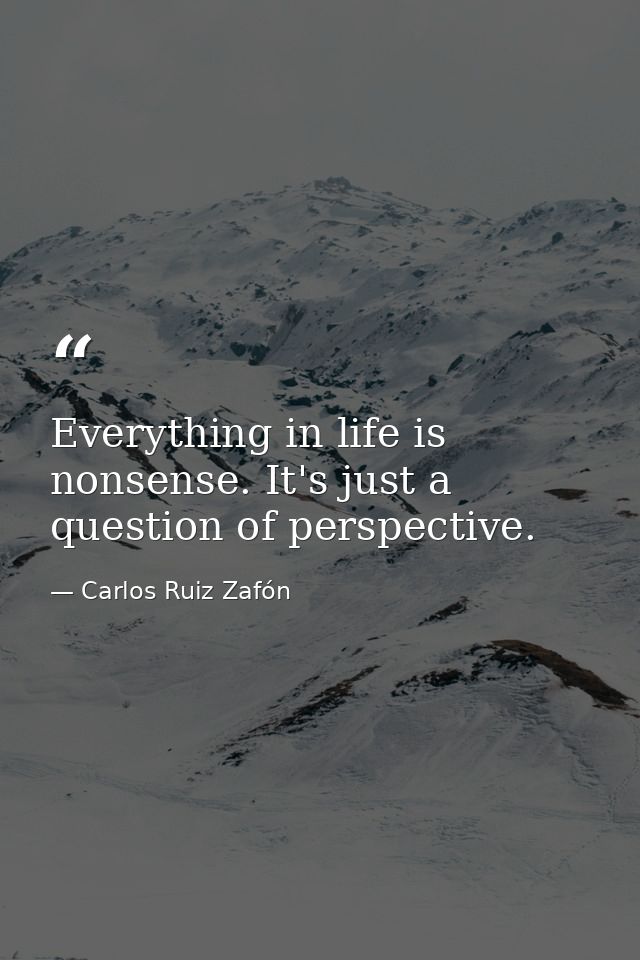 Everything in life is nonsense. It's just a question of perspective. — Carlos Ruiz Zafón