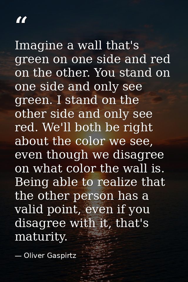 Imagine a wall that's green on one side and red on the other. You stand on one side and only see green. I stand on the o — Oliver Gaspirtz