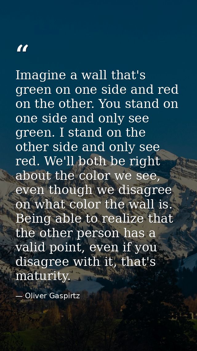 Imagine a wall that's green on one side and red on the other. You stand on one side and only see green. I stand on the o — Oliver Gaspirtz