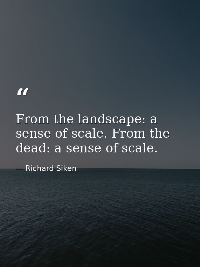From the landscape: a sense of scale. From the dead: a sense of scale. — Richard Siken
