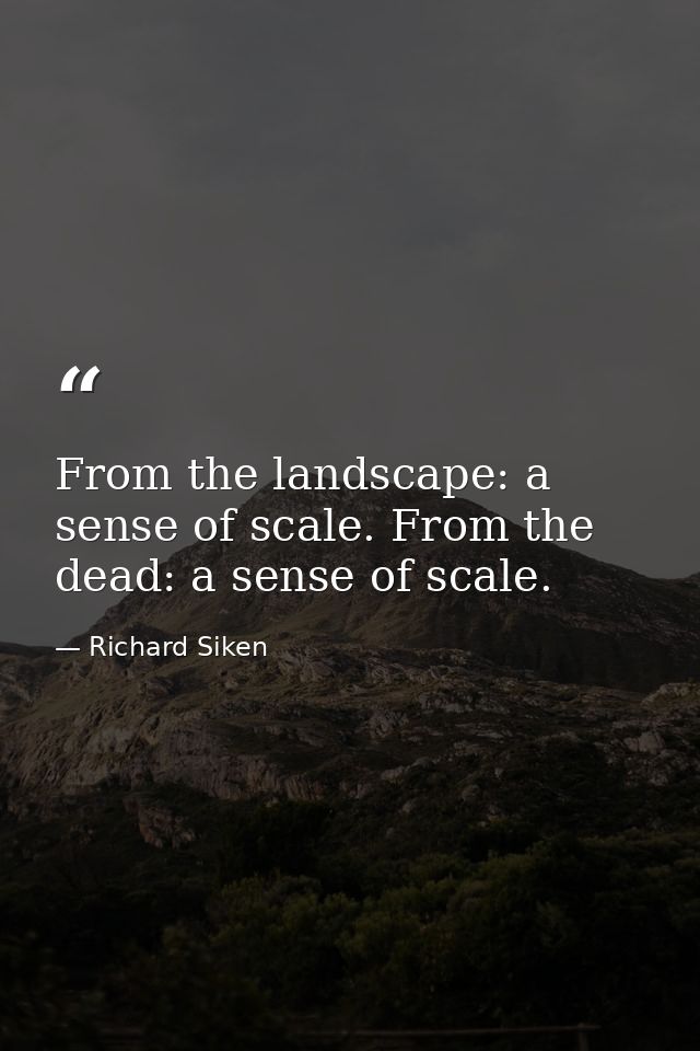 From the landscape: a sense of scale. From the dead: a sense of scale. — Richard Siken