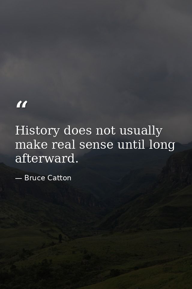 History does not usually make real sense until long afterward. — Bruce Catton