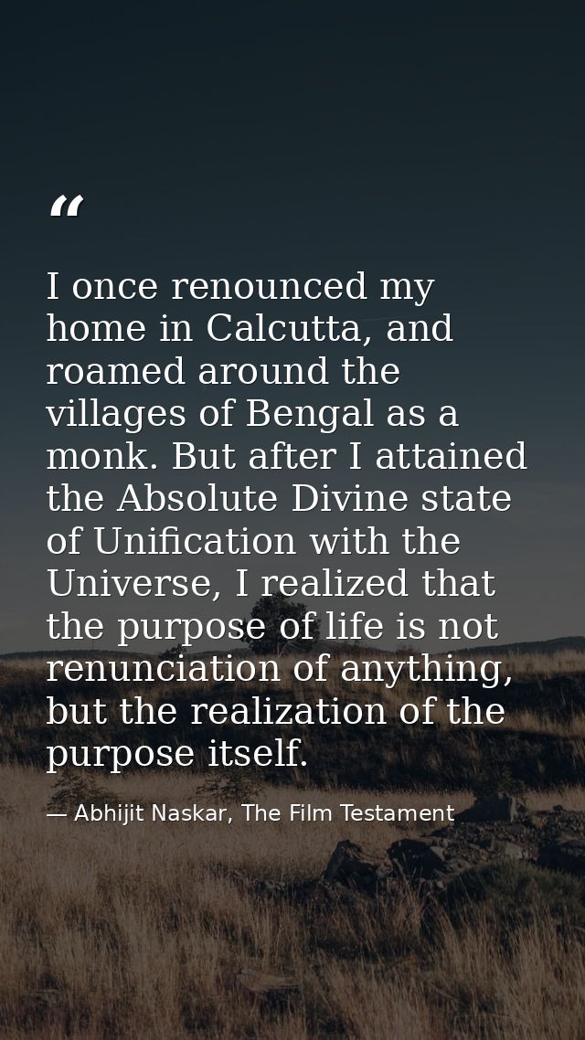 I once renounced my home in Calcutta, and roamed around the villages of Bengal as a monk. But after I attained the Absol — Abhijit Naskar, The Film Testament